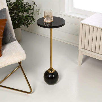 Evelyn 26" Modern Glam Metal/Resin Mosaic Pedestal Drink Table